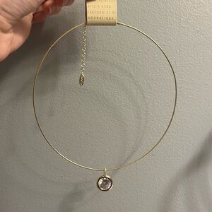 Anthropologie Gold necklace with CZ pendant